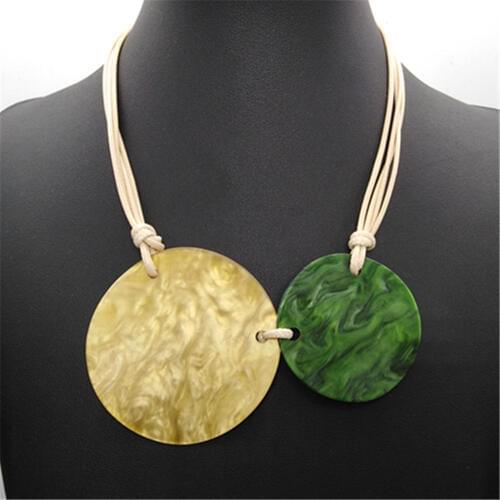 Round resin Yellow design Geometric Trendy Party Fashion Pendants Choker Statement Necklace Women Jewelry Chain Jewelry Female