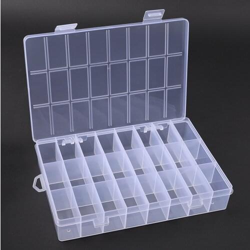 24 Grids Practical Compartment PP Plastic Storage Box Round Beads Jewelry Earring Bead Screw Holder Case Display Organizer Cont