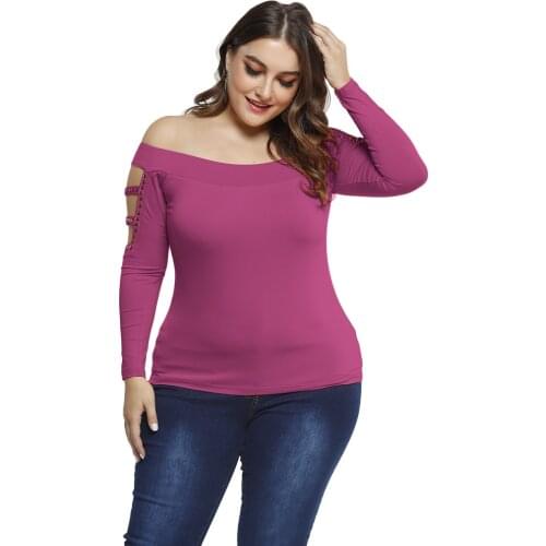 Sale 2021 New Spring Tops 6XL Oversized Hollow Out Off Shoulder Drilling T Shirts Loose Plus Size Top Fashion Female Clothes D30