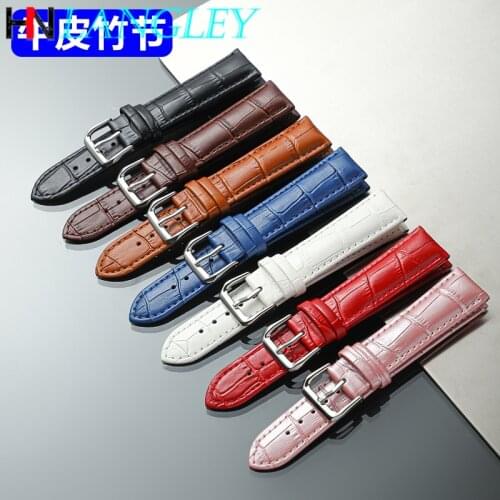 Calfskin Watch Band Strap Slub Pattern Watch Accessories 12/14/16/18/19/20/21/22/24 mm Size Genuine Leather Universal Watch Band