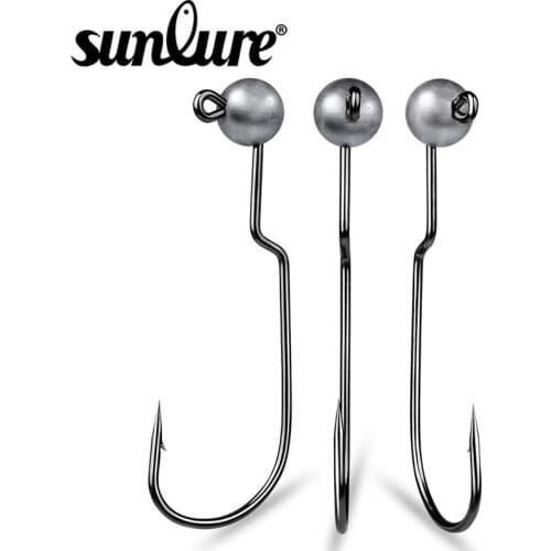 Sunlure 200pcs/lot Fishing Hooks Carbon Steel Carp Fishhook For Wobbler Soft Worm Lure 1.75g 2.5g 3.5g Bass Barbed Hooks Pesca