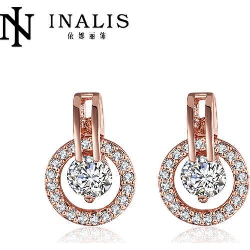 INALIS White Bella Crystal Earrings For Women Real Crystal From Swarovski Fashion Stud Earrings Party Jewelry Accessories E943
