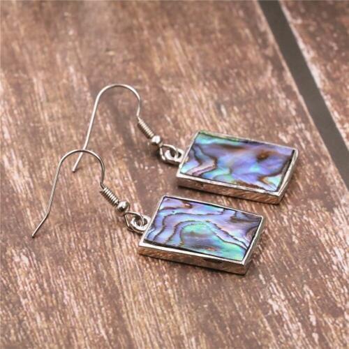 Natural Abalone Shell Rectangle Eardrop Dangle Earrings Hot Sale Fashion New Zealand Free Shipping One Pair Lady Gift B1158