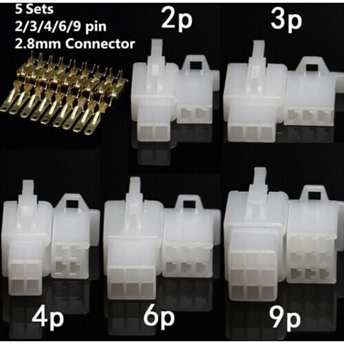 5set 2.8mm male and female mating 2/3/4/6/9 pin connector connector plug terminal for bicycle auto motorcycle