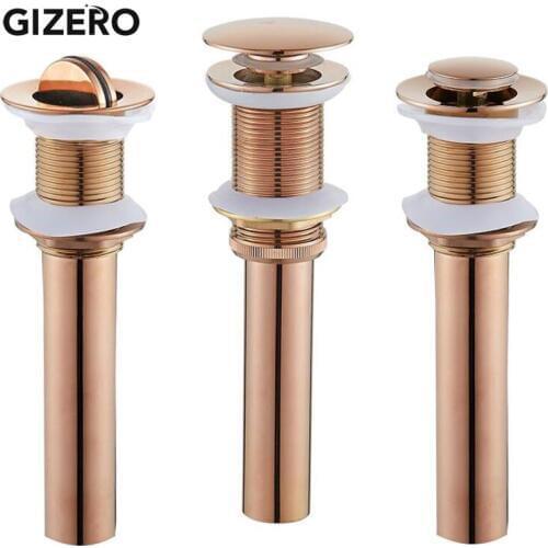 Bathroom Basin Drain Strainer Rose Golden Color Brass Sink Pop-up Drainer without overflow Bathroom Accessories ZR2021