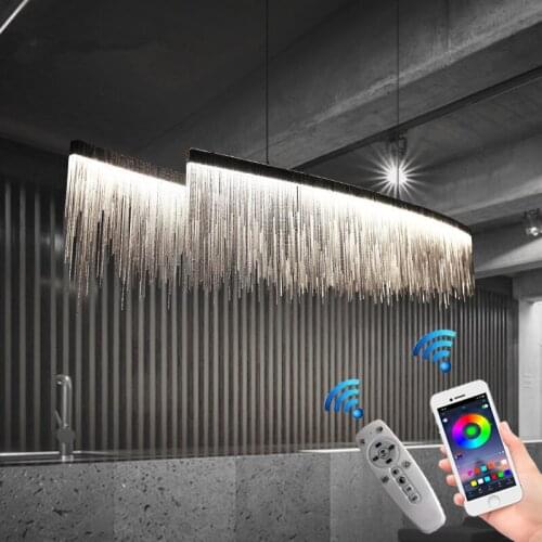Remote control modern three-speed lamp intensity tassel chandelier Nordic restaurant luxury hotel project chain living lighting