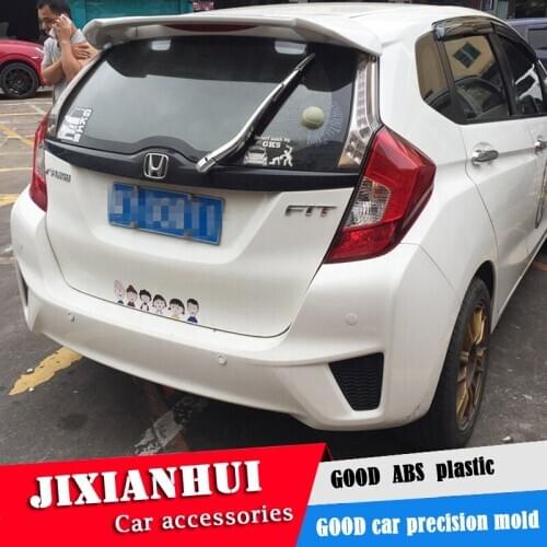 For Fit Spoiler 2014-2017 Honda Jazz RSWD Spoiler ABS plastic Material Car Rear Wing Color Rear Spoiler