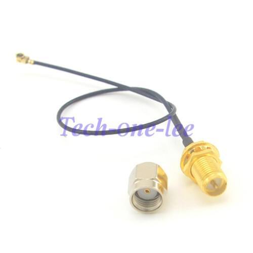 1 piece UFL to RP-SMA female cord 1.13 15cm extension IPX pigtail cable + 1 piece RP SMA male to IPX male Connector Adapter