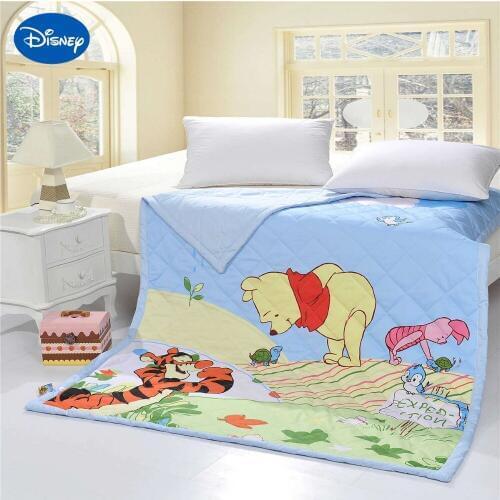 Winnie the Pooh Tigger Piglet Quilts Comforters Twin Single Bedding Cotton Fabric Woven Disney Cartoon Girls Summer Blue Green