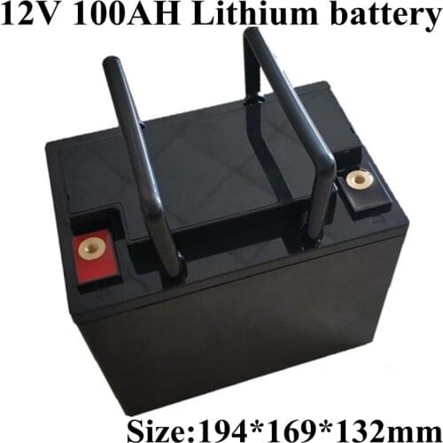 Waterproof 12v 100ah Lithium Bateria Li Ion 18650 BMS for Solar Energy Storage Monitoring Equipment Backup Power + 10A Charger
