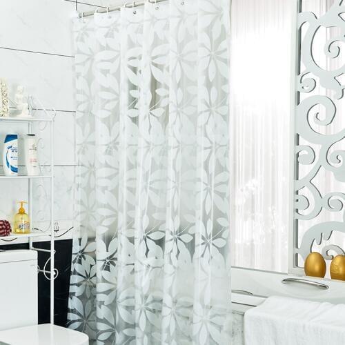 Modern Wave waterproof mildew white leaves thickening toilet cloth heavier sinker hook bathroom shower curtain M455