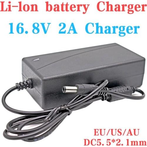 16.8V 2A 18650 lithium battery charger 4S 14.8V lithium polymer battery electric vehicle charger+AC100V-240V power cord AU/US/EU