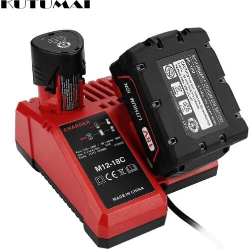 Reachargable Lithium Li-Ion Battery Charger For MILWAUKEE Power Tool M12-18C Battery 48-11-1815 48-11-1828 48-11-2401 48-11-2402