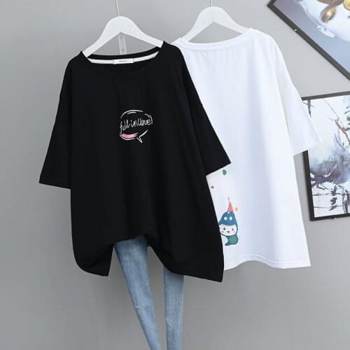 2021 Summer Korean Couple Loose Plus Size Thin Short Sleeved T-shirt Women Simple Black Casual Letter Printed Tops Free Shipping