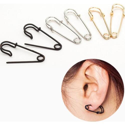 Novelty New Cute Girls Punk Style Safety Pins Hoop Earring For Women Vintage Pin Stud Earings Men Jewelry Party Gift
