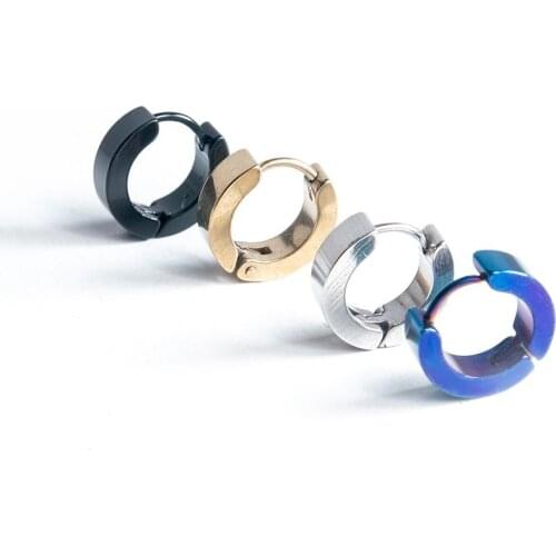 1 Pair Fashion Charm Hiphop Girl Jewelry Round Earrings Accessories Stainless Steel Stud Earrings Small Round Hoop Glossy Unisex