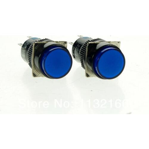 10pcs 6V/12V/24VDC/110V/220VAC Pilot Light Lamp 16mm Blue 2NO 2NC Terminal 8 Pin DPDT Maintained Latching Push Button Switch