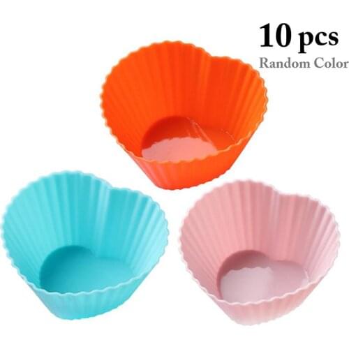 10pcs Stars Heart Shape Mold Silicone Chocolate Cookie Muffin Baking Tool Sponge Mousse Dessert Cake Decorating Random Color