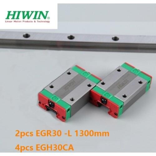 2pcs origial Hiwin rail EGR30 -L 1300mm linear guide + 4pcs EGH30CA carriage blocks for CNC router