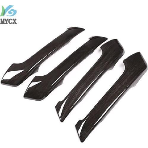 4PCS Black Ash Wood Car ABS Interior Door Handle Trim For Toyota Land Cruiser Prado FJ150 150 2010-2018 Accessories