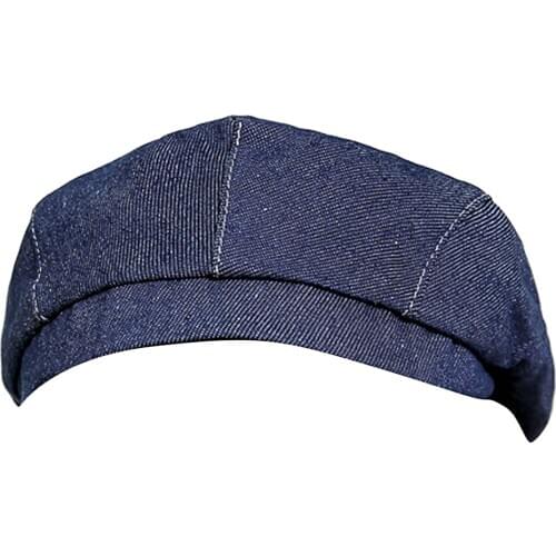 Adult Stripes Denim Beret Cool Chef Hat Cooker Cap Waiter Baker Cater Head Wrap
