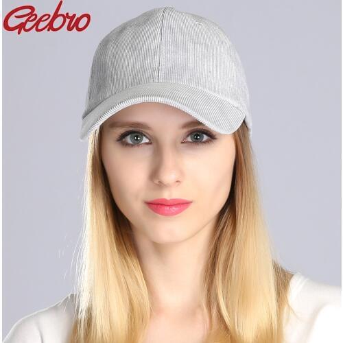 Geebro Womens Baseball Cap Autumn Polyester Warm Snapback Baseball Caps for Men Ladies Solid Hats Bone Gorras Casquette