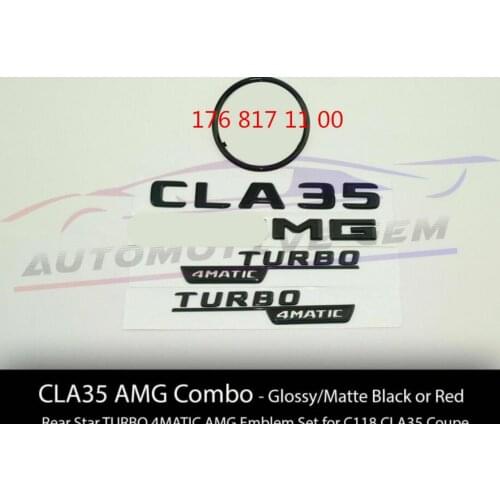 CLA35 for AMG TURBO 4MATIC Rear Star Emblem Black Combo Set for Mercedes C118 2020+A 176 817 11 00