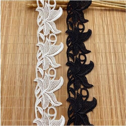 Black White Water Soluble Lace Garment Accessories Ornament Handmade DIY Wedding Skirt Accessories Embroidery Lace