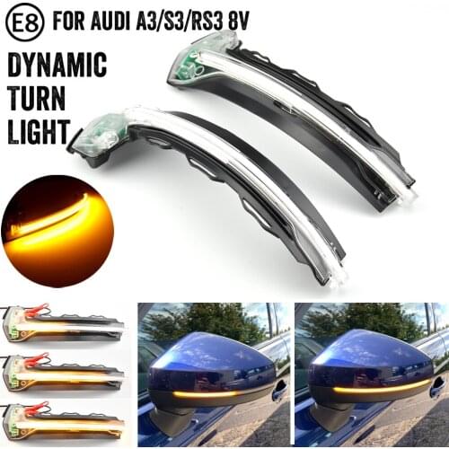 For Audi A3 8V S3 RS3 2013-2018 Flow Rearview Dynamic Sequential Mirror Flowing LED Turn Signal Light