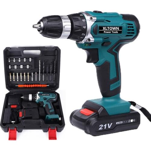 XLTOWN 21V Cordless Drill Household Multifunction Electric Screwdriver Rechargeable Lithium Battery Electric Screwdriver