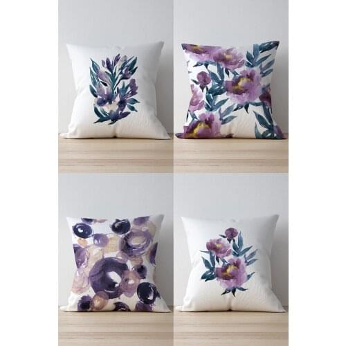 Double Side Printed Peony Pattern 4'Lü Suede Pillow Decorate Case Good Quality Stylish Home Garden Room Kitchen Gift Convenient Decorative Modern