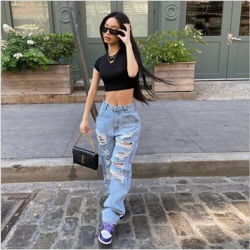 YGhan Harajuku Hip Hop Pants Ladies Y2K Denim Jeans Hollow High Waist Trousers Streetwear Patchwork Sweatpants Jeans Women