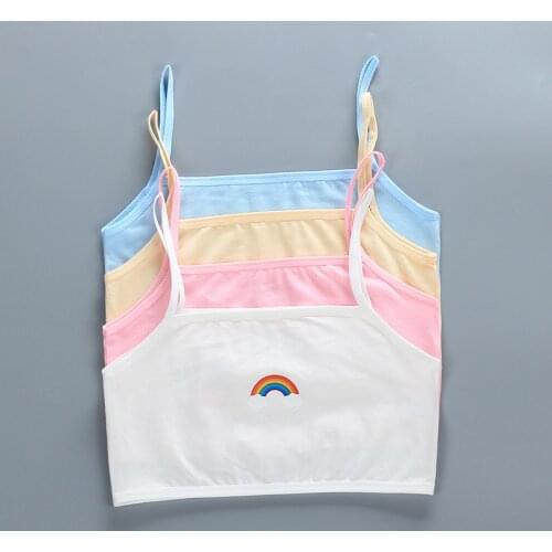 Girls Cotton Training Bra Puberty Kids Vest Sport Tops Running Teen Girls Underwear Cartoon Children Bras for 8-16 Years Olds