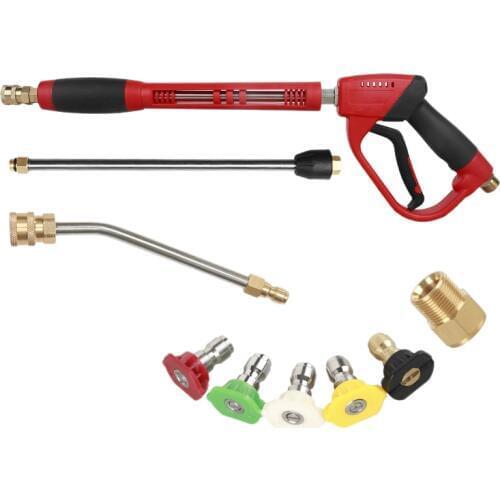 High Pressure Washer Tool Set with 1/4 Quick Connector Wand Extension 5 Nozzle Tips M22 Fitting 40 Inch 5000 PSI