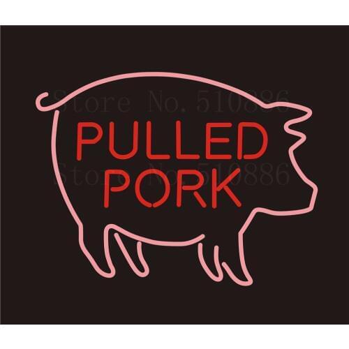 Custom NEON Sign Board Pulled Pork BBQ Real Glass Tube Beer Bar Club Pub Display Store Shop Light Signboard Signage Signs 17*14"