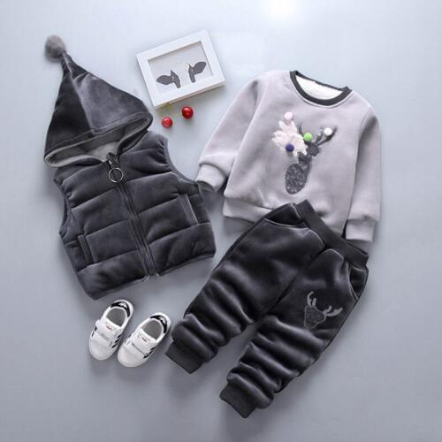 Winter baby boys girls clothes outfits sets vest jacket sweater pants 3pcs suit for newborn baby boys girl clothing birthday set
