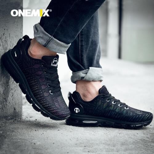 Onemix Men Air Cushion Running Shoes Discolour Mesh Colorful Reflective Vamp Breathable Sneakers for Outdoor Sports Jogging Shoe