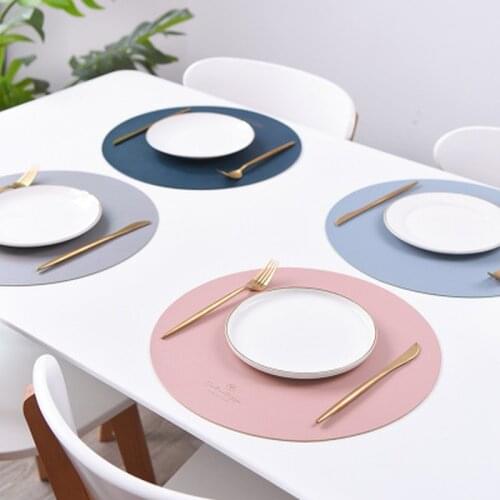 Round Leather Placemat Non-Slip Heat Insulation Tableware Pad Modern SimpleWaterproof Oilproof DiningTable MatKitchen Accessorie