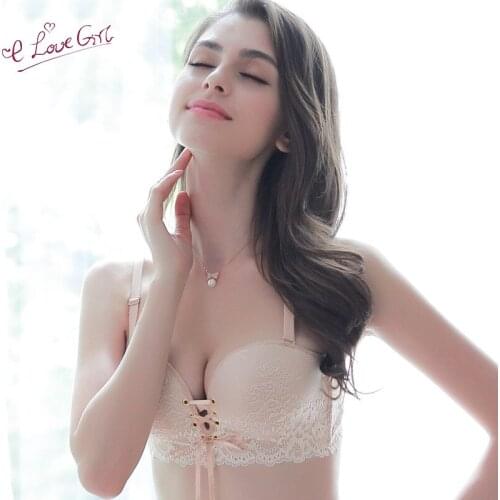 PAERLAN Wireless Seamless Lace Bra Dress Bodice 1/2 Half Cup Small Chest Strap A B C Cup Women Underwear