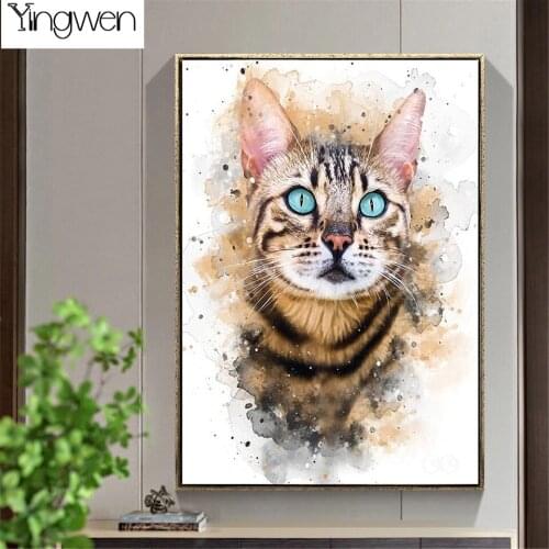 DIY Full Diamond Embroidery Complete Kit Watercolor Cat Diamond Painting Animal Modular Mosaic Pictures Cross Stitch Home Decor