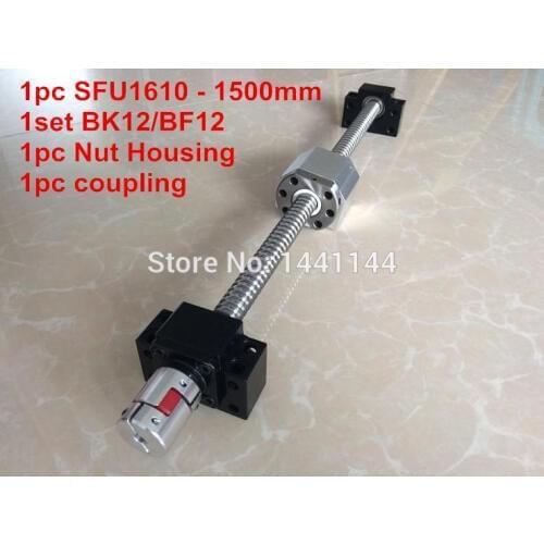 1610 ballscrew set : SFU1610 - 1500mm balls crew + 1610 Nut Housing + BK/BF12 Support + 6.35*10mm coupler