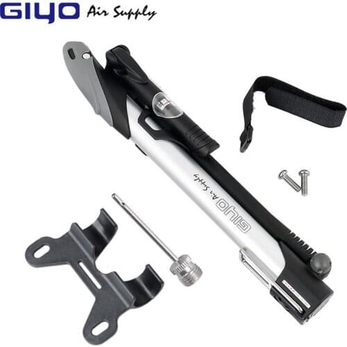 GIYO Bicycle Pump 140 PSI Gauge Bike Portable Hand Floor pump Air Inflator Foot Pedal 360 Rotatable Longer Hose Presta Schrader