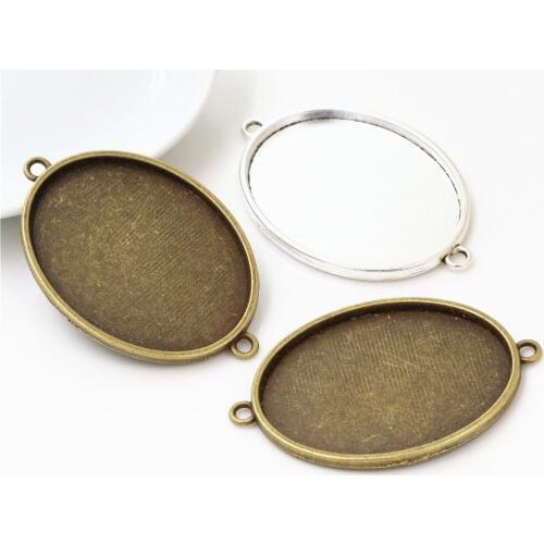 New Fashion 5pcs 30x40mm Inner Size Antique Bronze And Silver Plated Classic Style Cabochon Base Setting Charms Pendant