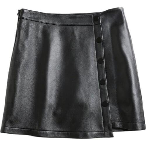 New Fashion Autumn Clothing Plus Size Womens Wear Skirt Irregular Leather A- Line Skirt