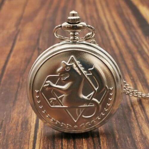 New Creativity Design Classic Matte Shilver Full Metal Alchemist Dull Polish Pocket Watch Mens Quartz Watch Fob Watch TD2014