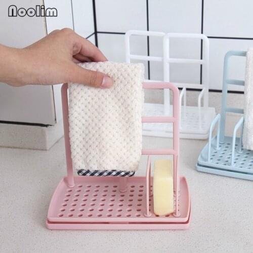 Plastic Kitchen Countertop Soap Rack Rag Hanger Sink Dishcloth Drain Shelf Pool Towel Sponge Storage Holder Cleaning Brush Stand