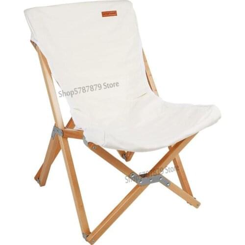 Portable courtyard garden outdoor solid wood folding chair office camping picnic beach fishing leisure lounge chair