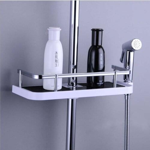 Practical Bathroom Pole Shower Storage Rack Holder Organizer Tray Holder Washing Shower Shampoo Basket Bathroom Storage