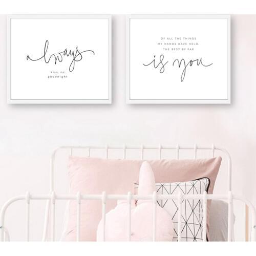 Always Kiss Me Goodnight Print Master Bedroom Wall Art Decor Nursery Poem Quote Art Canvas Painting Baby Room Wall Decoration