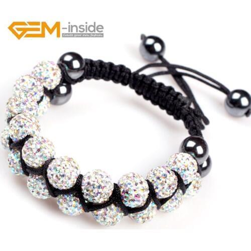 Assorted Colors 10mm Rhinestone Czech Crystal Ball Hand-knotted Bracelet For Women Girl Adjustable Size Wholesale Gifts